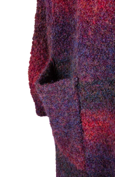 Saachi Gradient Stripe Hooded Longline Cardigan In Purple