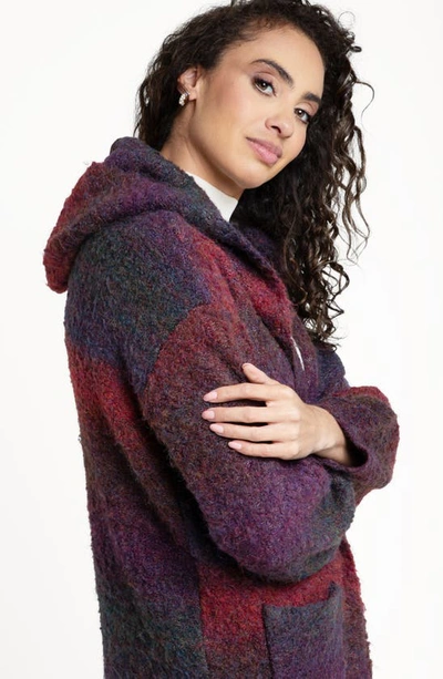 Saachi Gradient Stripe Hooded Longline Cardigan In Purple