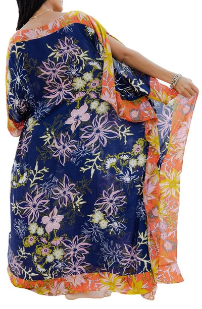 Shop Saachi Floral Kaftan In Navy