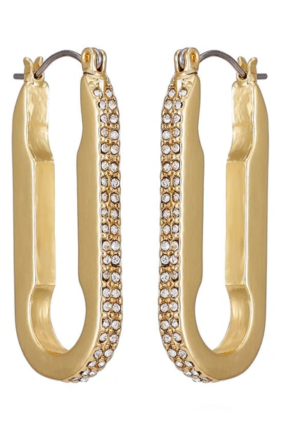 Shop Vince Camuto Pavé Crystal Oval Hoop Earrings In Gold Tone