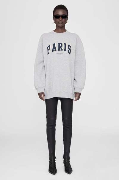 Shop Anine Bing Tyler Sweatshirt Paris In Heather Grey