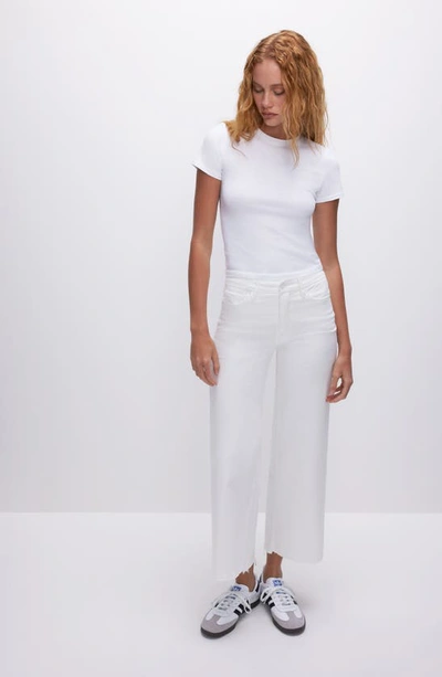 Shop Good American Good Waist Crop Palazzo Jeans In White001