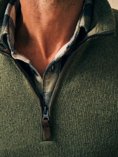 Shop Faherty Sweater Fleece Quarter Zip In Maine Forest