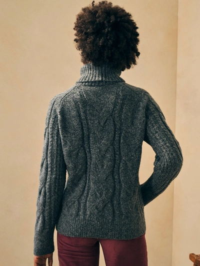 Shop Faherty Frost Cable Turtleneck Sweater In Charcoal