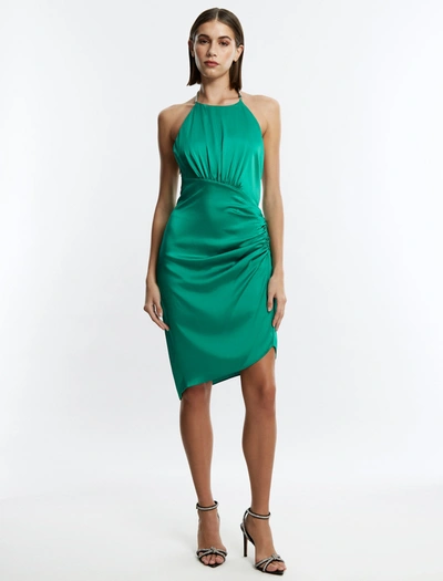 Shop Bcbgmaxazria Anwen Ruched Mini Dress In Green
