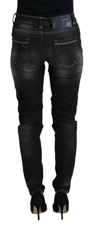 Acht Black Washed Mid Waist Tapered Women Casual Denim Women's Jeans In Black