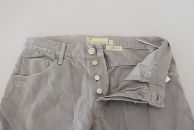 Acht Gray Cotton Straight Fit Folded Hem Casual Denim Jeans In Gray