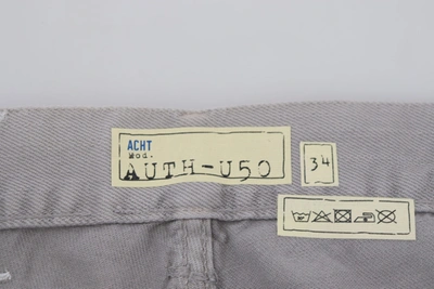 Acht Gray Cotton Straight Fit Folded Hem Casual Denim Jeans In Gray