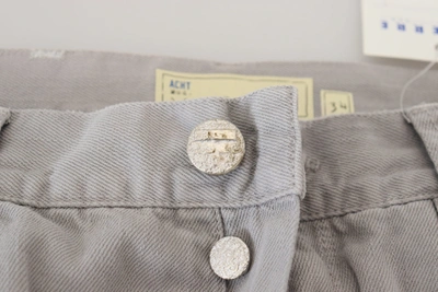 Acht Gray Cotton Straight Fit Folded Hem Casual Denim Jeans In Gray