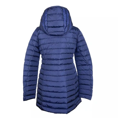 Shop Add Elegant Blue Down Puffer Jacket With Women's Hood