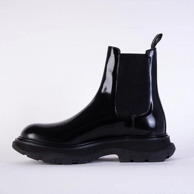 Shop Alexander Mcqueen Black Leather Chelsea Men's Boots
