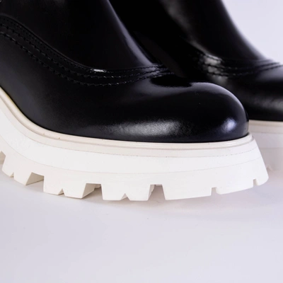 Shop Alexander Mcqueen Black Leather White Sole Chelsea Women's Boots