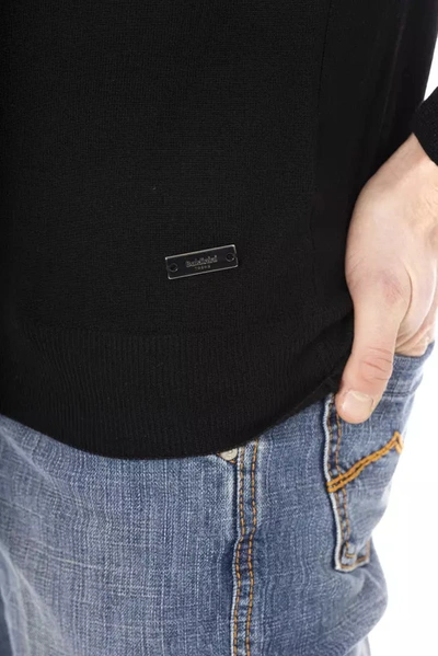 Shop Baldinini Trend Elegant Turtleneck Sweater With Monogram Men's Accent In Black