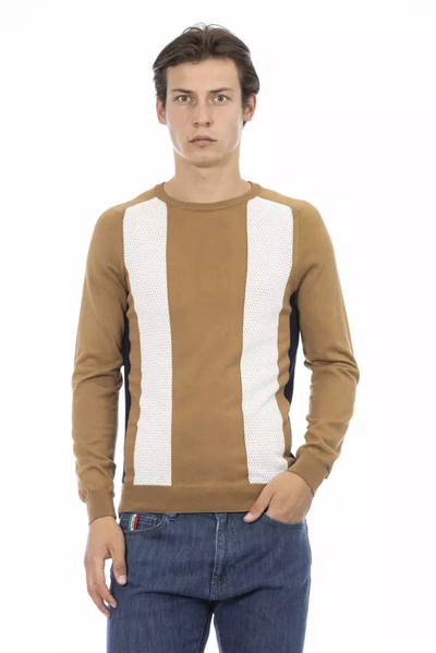 Shop Baldinini Trend Elegant Cotton Crew Neck Men's Sweater In Brown