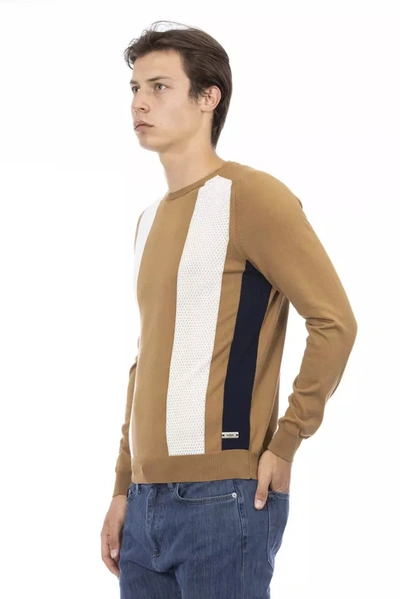 Shop Baldinini Trend Elegant Cotton Crew Neck Men's Sweater In Brown