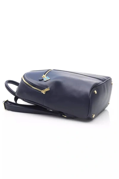 Shop Baldinini Trend Chic Blue Backpack With Golden Women's Accents