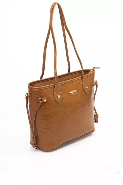 Shop Baldinini Trend Chic Golden Detail Brown Shoulder Women's Bag