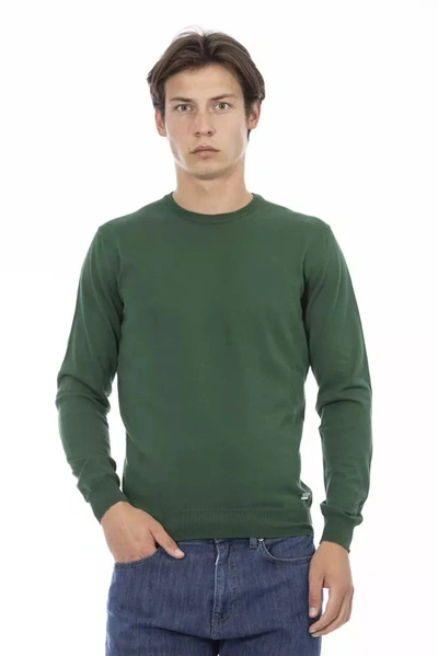 Shop Baldinini Trend Elegant Green Cotton Crew Neck Men's Sweater