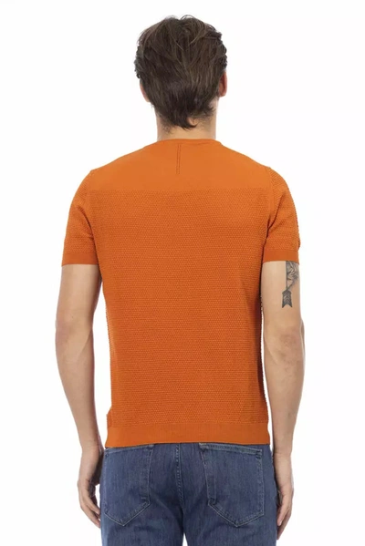 Shop Baldinini Trend Chic Orange Short Sleeve Cotton Men's Sweater