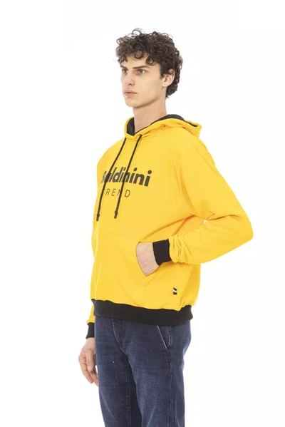 Shop Baldinini Trend Sunshine Yellow Cotton Hoodie With Front Men's Logo