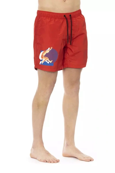 Shop Bikkembergs Vibrant Degradé Swim Shorts For Men's Men In Red