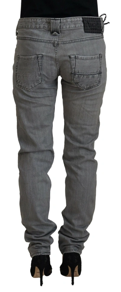 Care Label Gray Washed Cotton Skinny Women Casual Denim Jeans In Gray