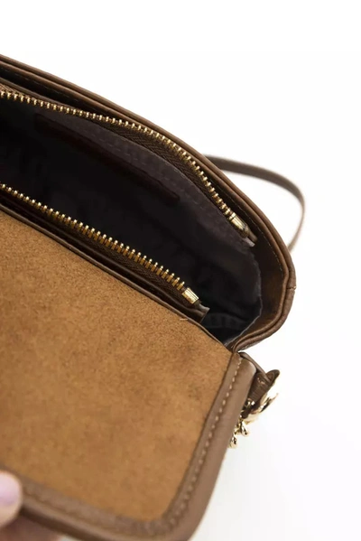 Shop Cerruti 1881 Elegant Double Pocket Leather Crossbody Women's Bag In Brown