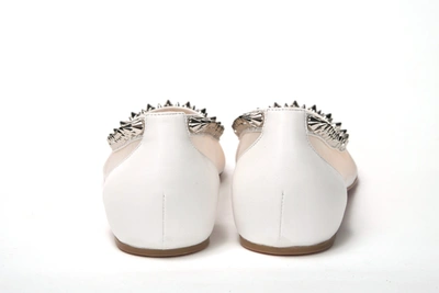Christian Louboutin Bianco White Silver Flat Point Toe Shoe In White