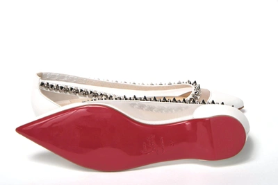 Christian Louboutin Bianco White Silver Flat Point Toe Shoe In White