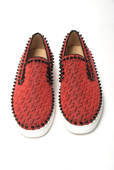 Shop Christian Louboutin Black Smoothie/black Pik Boat Flat Techno Men's Shoes In Black And Red