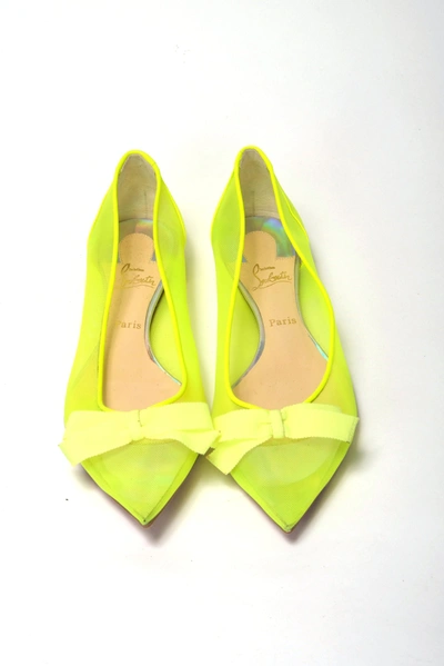 Shop Christian Louboutin Fluro Yellow Flat Point Toe Women's Shoe