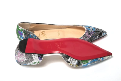 Christian Louboutin Multicolor Silver Flat Point Toe Shoe In Silver