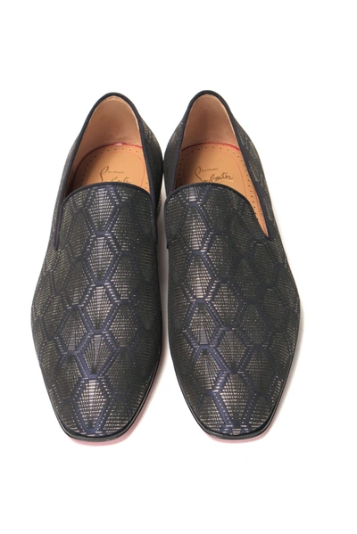Shop Christian Louboutin Navy/nero Colannaki Flat Tissu Men's Shoes