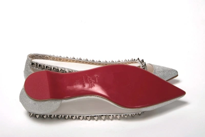 Christian Louboutin Silver Flat Point Toe Shoe In Silver