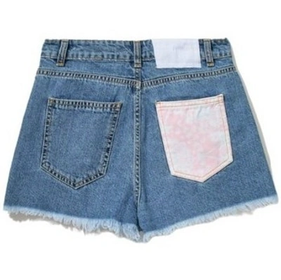 Shop Comme Des Fuckdown Edgy Denim Shorts With Abstract Women's Print In Blue