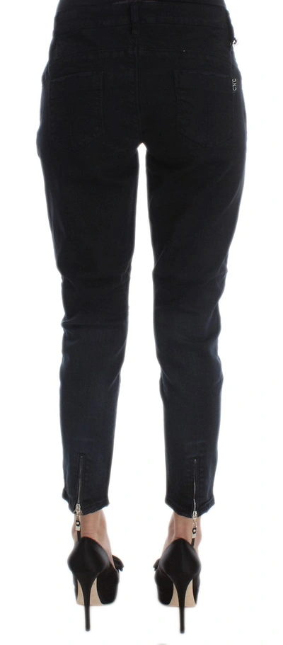 Costume National C'n'c  Cotton Slim Fit Cropped Jeans In Black