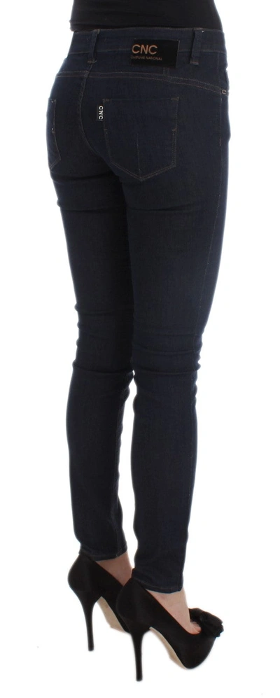 Costume National C'n'c   Cotton Blend Slim Fit Jeans In Blue