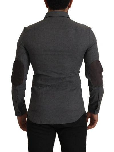 Shop Costume National Sleek Gray Cotton Casual Button Front Men's Shirt