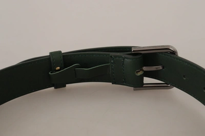 Shop Dolce & Gabbana Elegant Dark Green Leather Belt With Logo Women's Buckle
