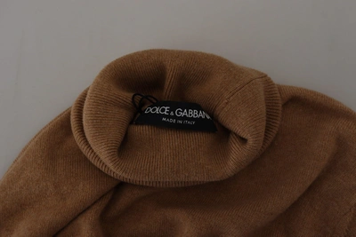 Dolce & Gabbana Beige Cashmere Turtleneck Pullover Men's Sweater In Beige