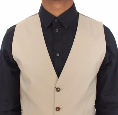 Shop Dolce & Gabbana Elegant Beige Cotton Dress Men's Vest