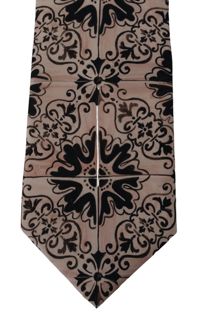 Shop Dolce & Gabbana Stunning Silk Gentleman's Tie In Rich Men's Brown In Beige