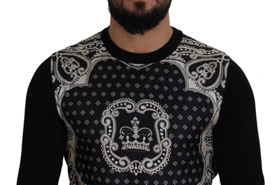 Shop Dolce & Gabbana Elegant Wool Silk Blend Crewneck Men's Sweater In Black