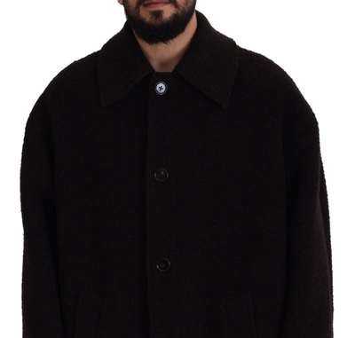 Dolce & Gabbana Black Alpaca Button Down Trench Coat Jacket In Black