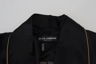 Dolce & Gabbana Black 100% Silk Robe Coat Wrap  Jacket In Black
