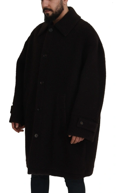 Dolce & Gabbana Black Alpaca Button Down Trench Coat Jacket In Black
