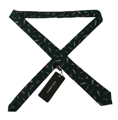 Dolce & Gabbana Black Bottle Fantasy Print Silk Adjustable Accessory Tie In Black