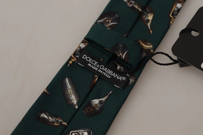 Dolce & Gabbana Black Bottle Fantasy Print Silk Adjustable Accessory Tie In Black