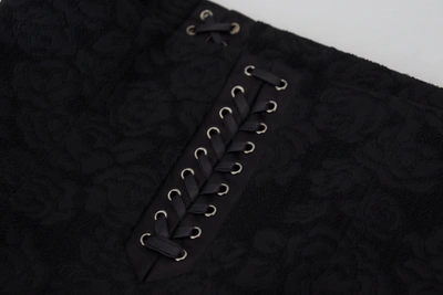 Dolce & Gabbana Black Brocade Mini Above Knee Pencil Skirt In Black