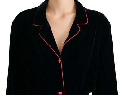 Dolce & Gabbana Black Button Belted Blazer Viscose Jacket In Black
